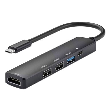 Laidas MHL adapteris USB C - HDMI + 3xUSB A + USB C PD100W 0.15m Laidas MHL adapteris USB C - HDMI + 3xUSB A + USB C PD100W 0.15m