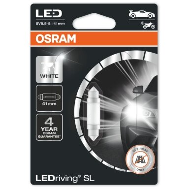 Lempa auto LED 6413DWP 0.6W 12V SV8.5-8 41mm