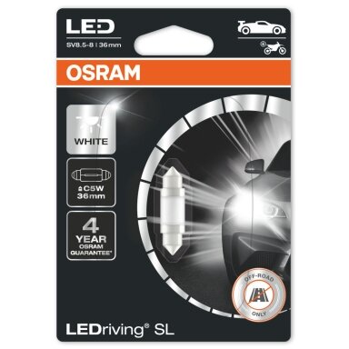 Lempa auto LED 6418DWP 0.6W 12V SV8.5-8 36mm