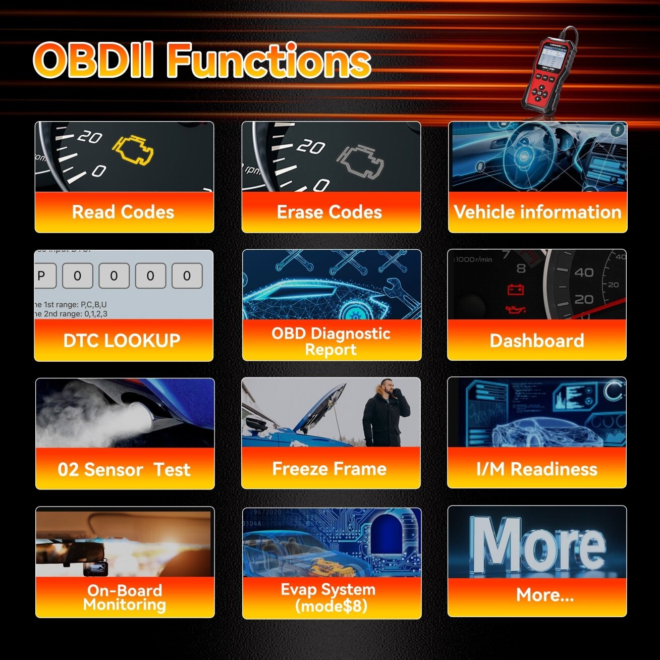 OBD2 diagnostinis skaitytuvas KW340 /Konnwei/ 5 OBD2 diagnostinis skaitytuvas KW340 /Konnwei/ 5
