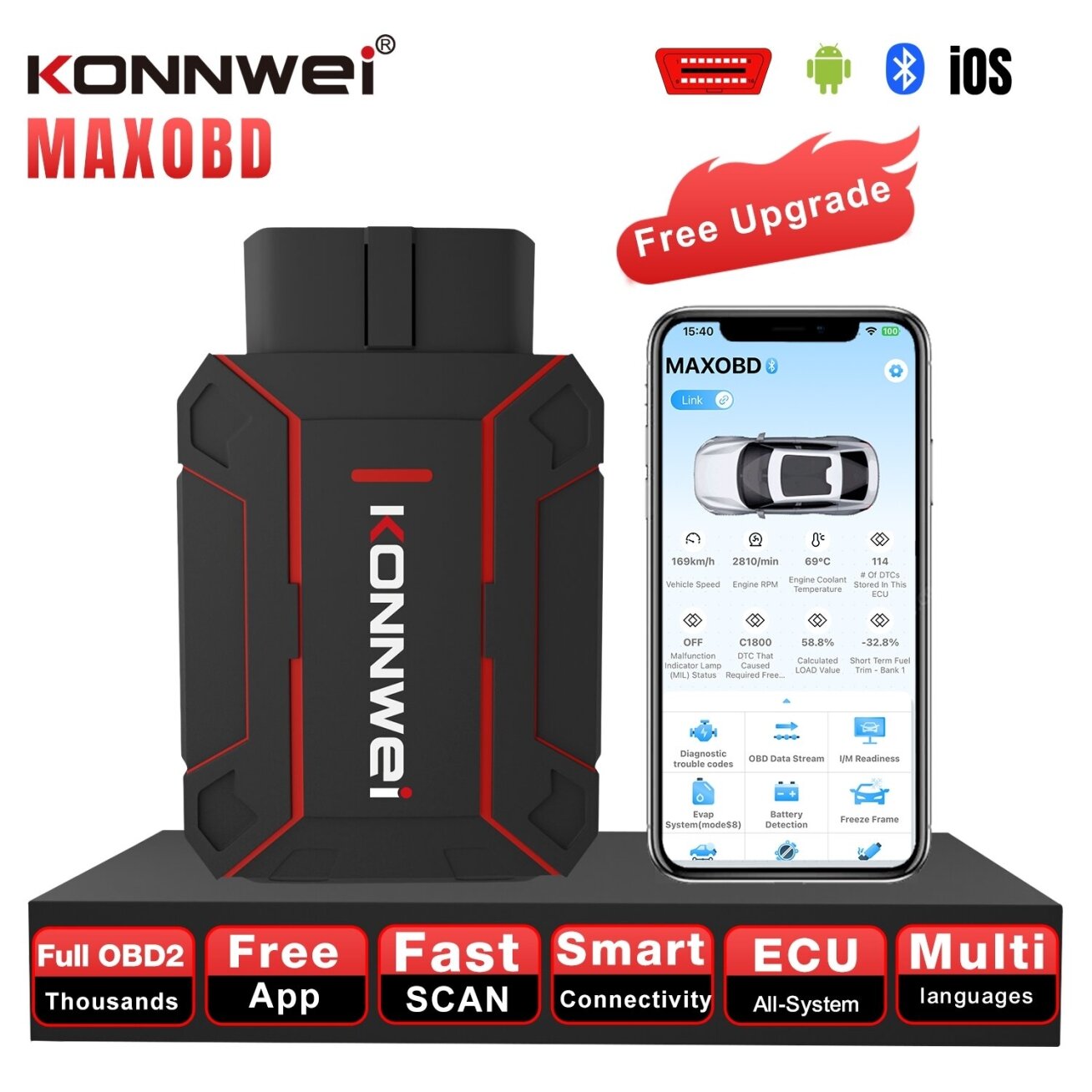 OBD2 diagnostinis skaitytuvas MAXOBD /Konnwei/ 3 OBD2 diagnostinis skaitytuvas MAXOBD /Konnwei/ 3