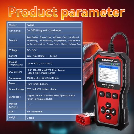 OBD2 diagnostinis skaitytuvas KW340 /Konnwei/ 6